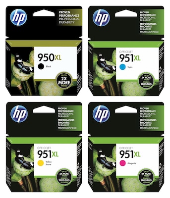 HP 950/951 Black/Cyan/Magenta/Yellow High Yield Ink Cartridge, 4/Pack