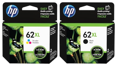 HP 62 Black/Tri-Color High Yield Ink Cartridge, 2/Pack