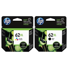 HP 62 Black/Tri-Color High Yield Ink Cartridge, 2/Pack