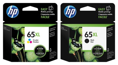 HP 65 Black/Tri-Color High Yield Ink Cartridge, 2/Pack