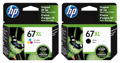 HP 67XL Black/Tri-Color High Yield Ink Cartridge, 2/Pack