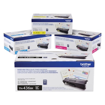 Brother TN436 Black/Cyan/Magenta/Yellow Super High Yield Toner, 4-Pack