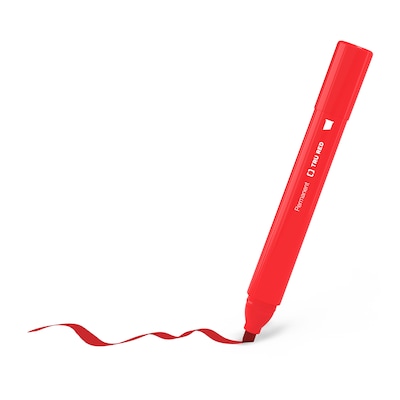 TRU RED™ Tank Permanent Markers, Chisel Tip, Red, 12/Pack (TR54538)