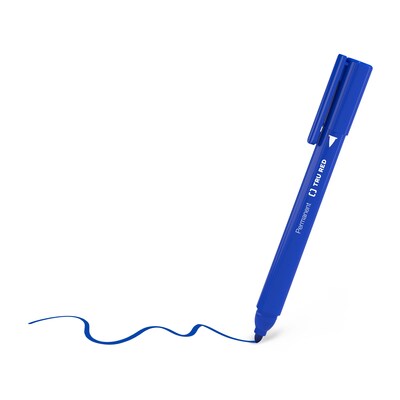 TRU RED™ Permanent Marker, Fine Tip, Blue, 12/Pack (TR54536)