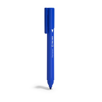 TRU RED™ Pen Permanent Markers, Fine Tip, Blue, 12/Pack (TR54536)