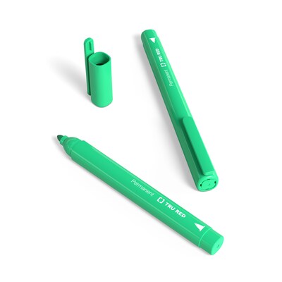 TRU RED™ Permanent Marker, Fine Tip, Green, 12/Pack (TR54542)