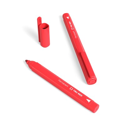 TRU RED™ Permanent Marker, Fine Tip, Red, 12/Pack (TR54539)