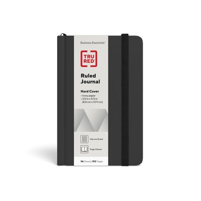 TRU RED™ Small Hard Cover Ruled Journal, Black (TR54770)