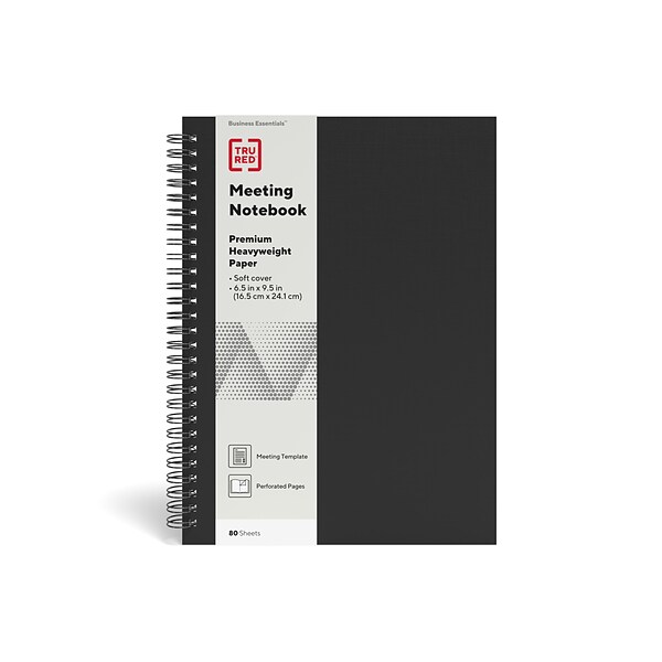 TRU RED™ Medium Soft Cover Meeting Notebook, Black (TR54988)