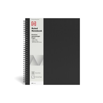 TRU RED™ Large Soft Cover Ruled Notebook, Black (TR54984)