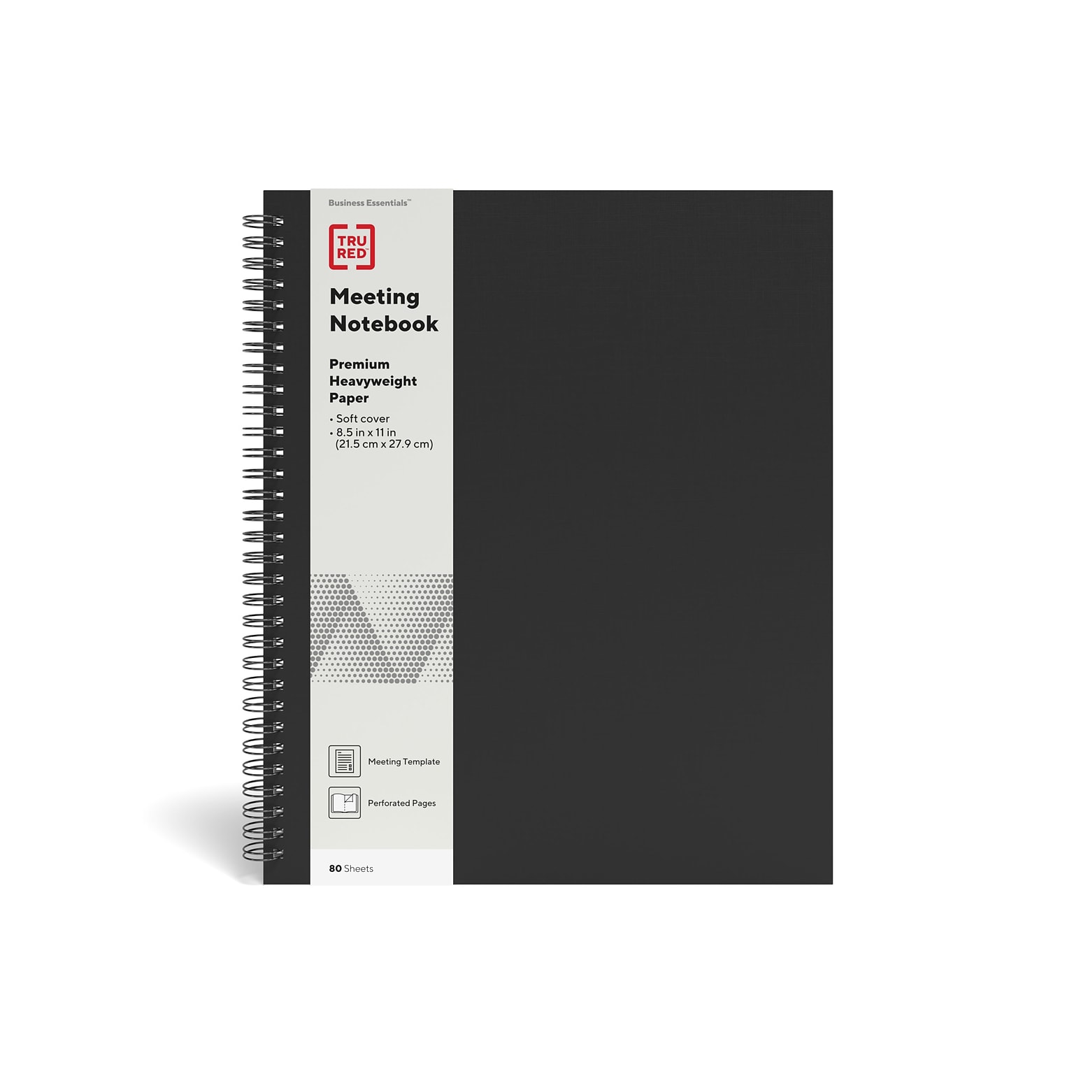 TRU RED™ Large Soft Cover Meeting Notebook, Black (TR54985)