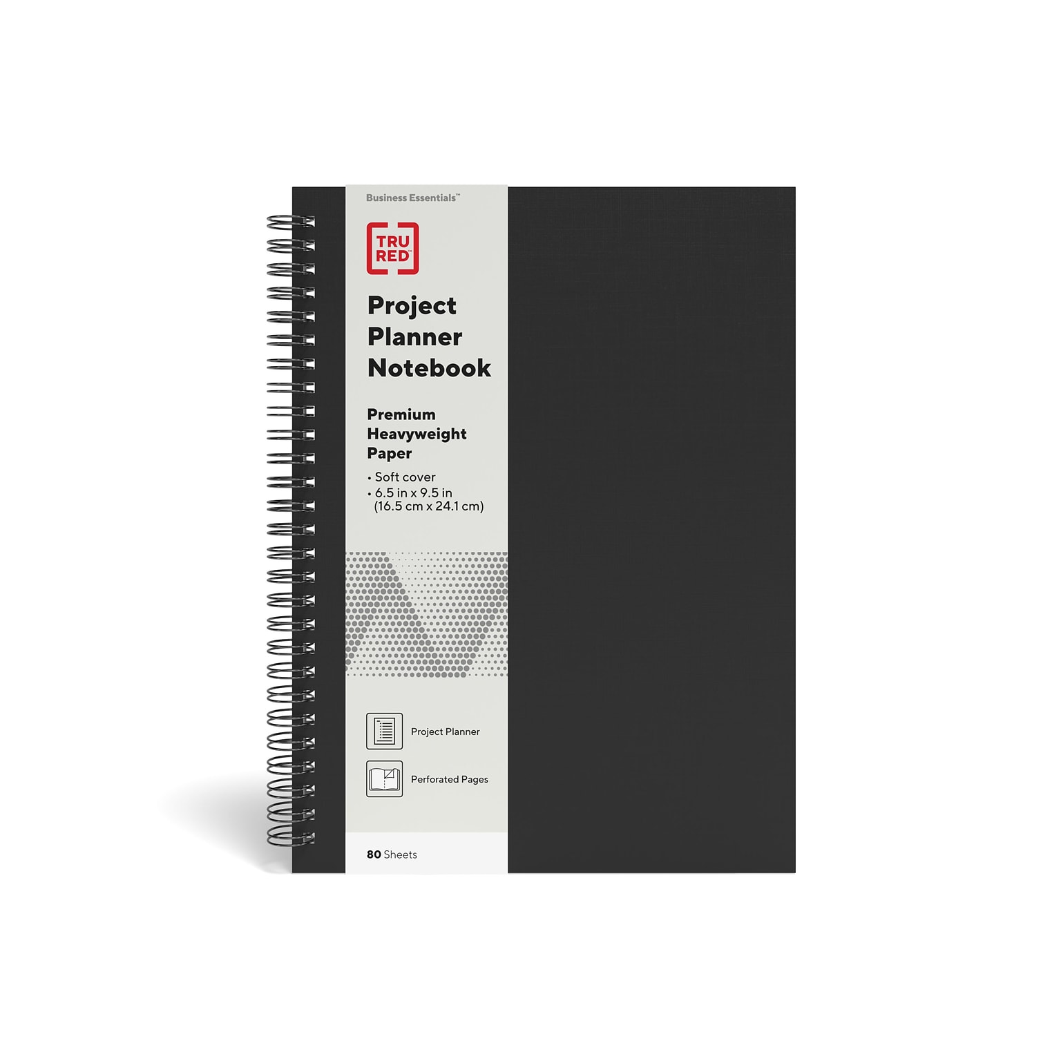 TRU RED™ Medium Soft Cover Project Planner Notebook, Black (TR54989)