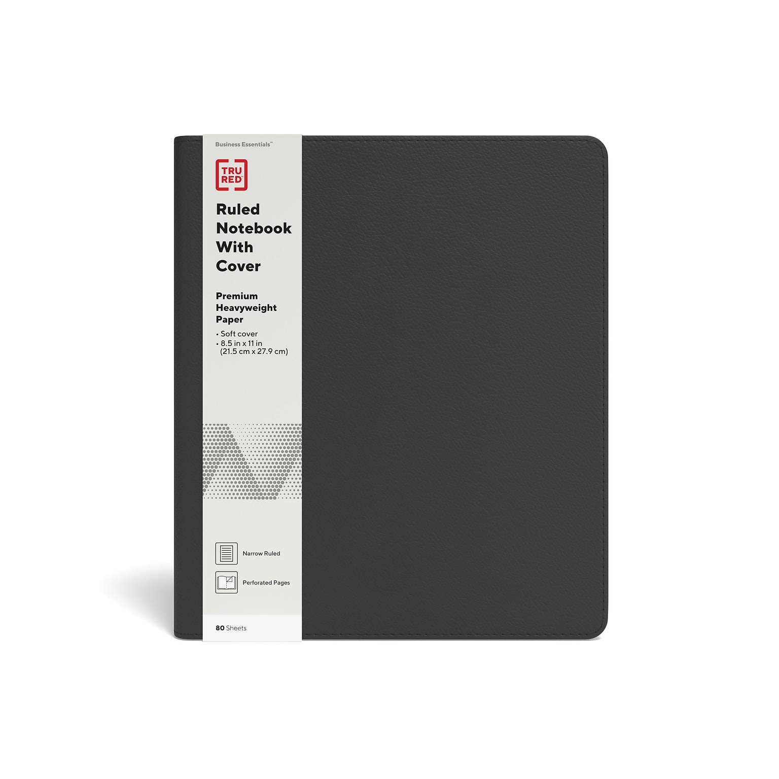 TRU RED™ Large Folio Soft Cover Ruled Notebook, Black (TR54992)