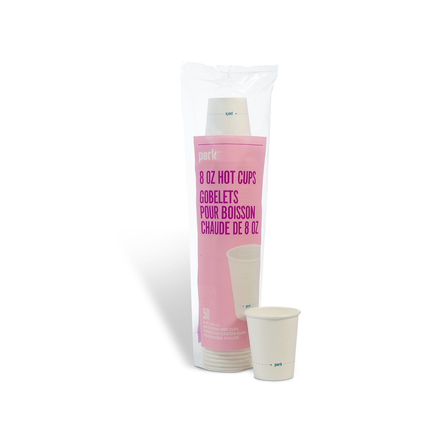 Perk™ Paper Hot Cups, 8 oz., White, 50/Pack (PK59142)