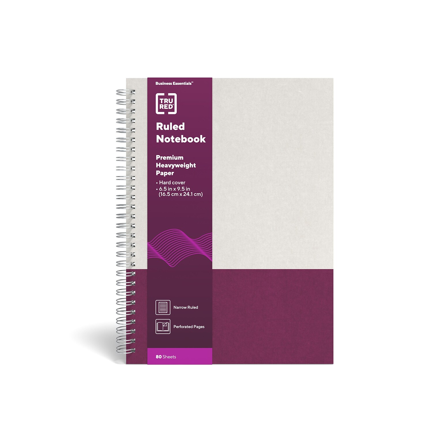 TRU RED™ Medium Hard Cover Ruled Notebook, Gray/Purple (TR55742)