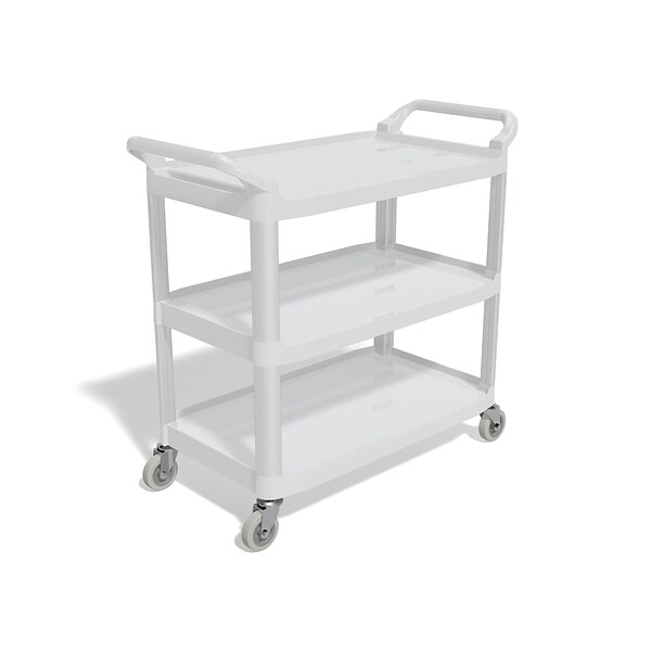 Quill Brand® 3-Shelf Plastic/Poly Utility Cart, Gray (17861)