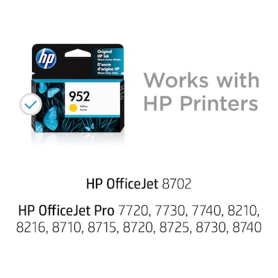 HP 952 Yellow Standard Yield Ink Cartridge, Print up to 630 Pages (L0S55AN#140)