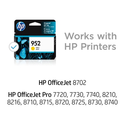 HP 952 Yellow Standard Yield Ink Cartridge, Print up to 630 Pages (L0S55AN#140)