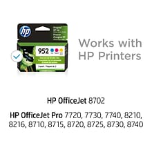 HP 952 Cyan/Magenta/Yellow Standard Yield Ink Cartridge, 3/Pack (N9K27AN#140), print up to 1890 page