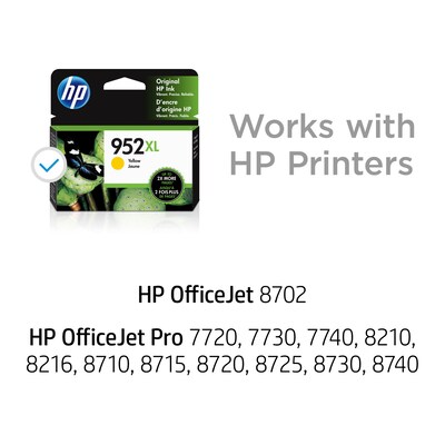 HP 952XL Yellow High Yield Ink Cartridge (L0S67AN#140), print up to 1450 pages