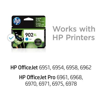 HP 902XL Cyan High Yield Ink Cartridge (T6M02AN#140), print up to 750 pages