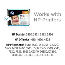 HP 564 Cyan/Magenta/Yellow Standard Yield Ink Cartridge, 3/Pack (J2X80AN#140)