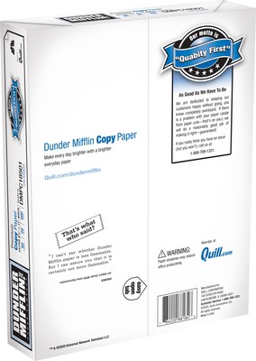 Dunder Mifflin 8.5 x 11 Premium Copy Paper, 20 lbs., 92 Brightness, 500 Sheets/Ream (112358)