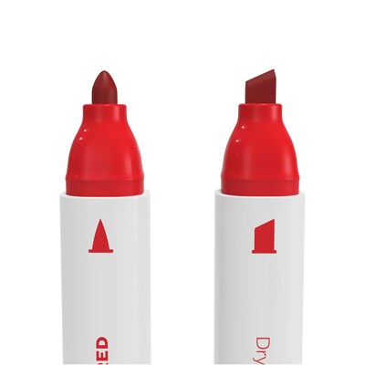TRU RED™ Tank Dry Erase Markers, Twin Tip, Red, 4/Pack (TR57837)