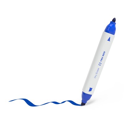 TRU RED™ Tank Dry Erase Markers, Twin Tip, Blue, 4/Pack (TR57836)