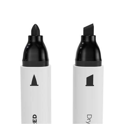 TRU RED™ Tank Dry Erase Markers, Twin Tip, Black, 4/Pack (TR57835)