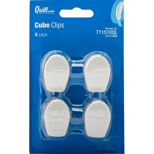 Quill Brand® Cubicle Clips, White, 4/Pack (11510-QCC)
