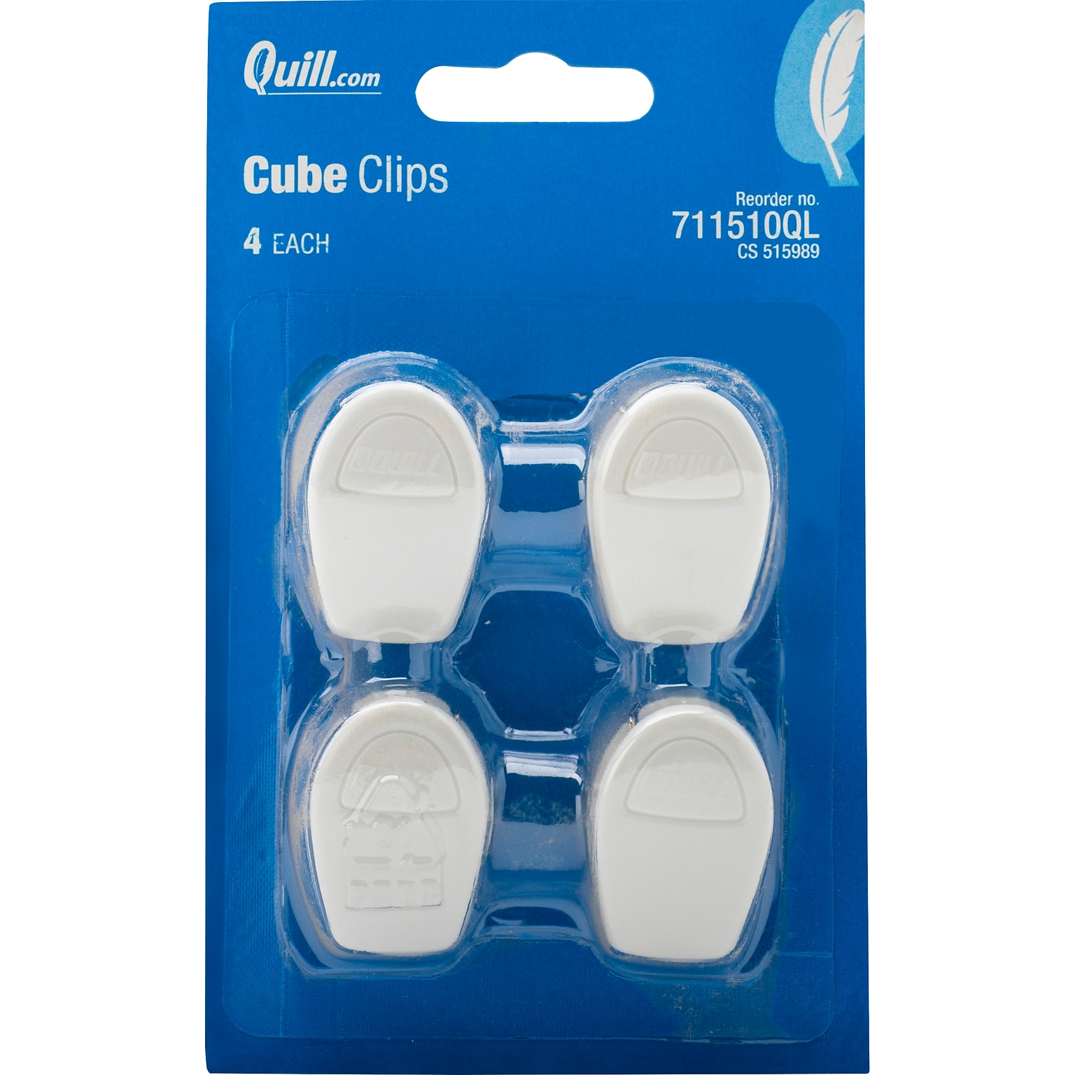 Quill Brand® Cubicle Clips, White, 4/Pack (11510-QCC)