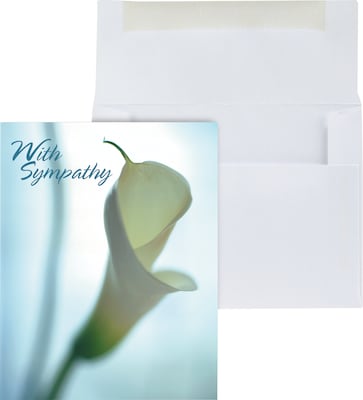 Custom Sympathy Lily Greeting Cards, With Envelopes, 4-1/4 x 5-3/8, 25 Cards per Set