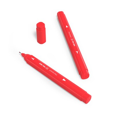 TRU RED™ Pen Permanent Markers, Twin Tip, Red, 12/Pack (TR57832)