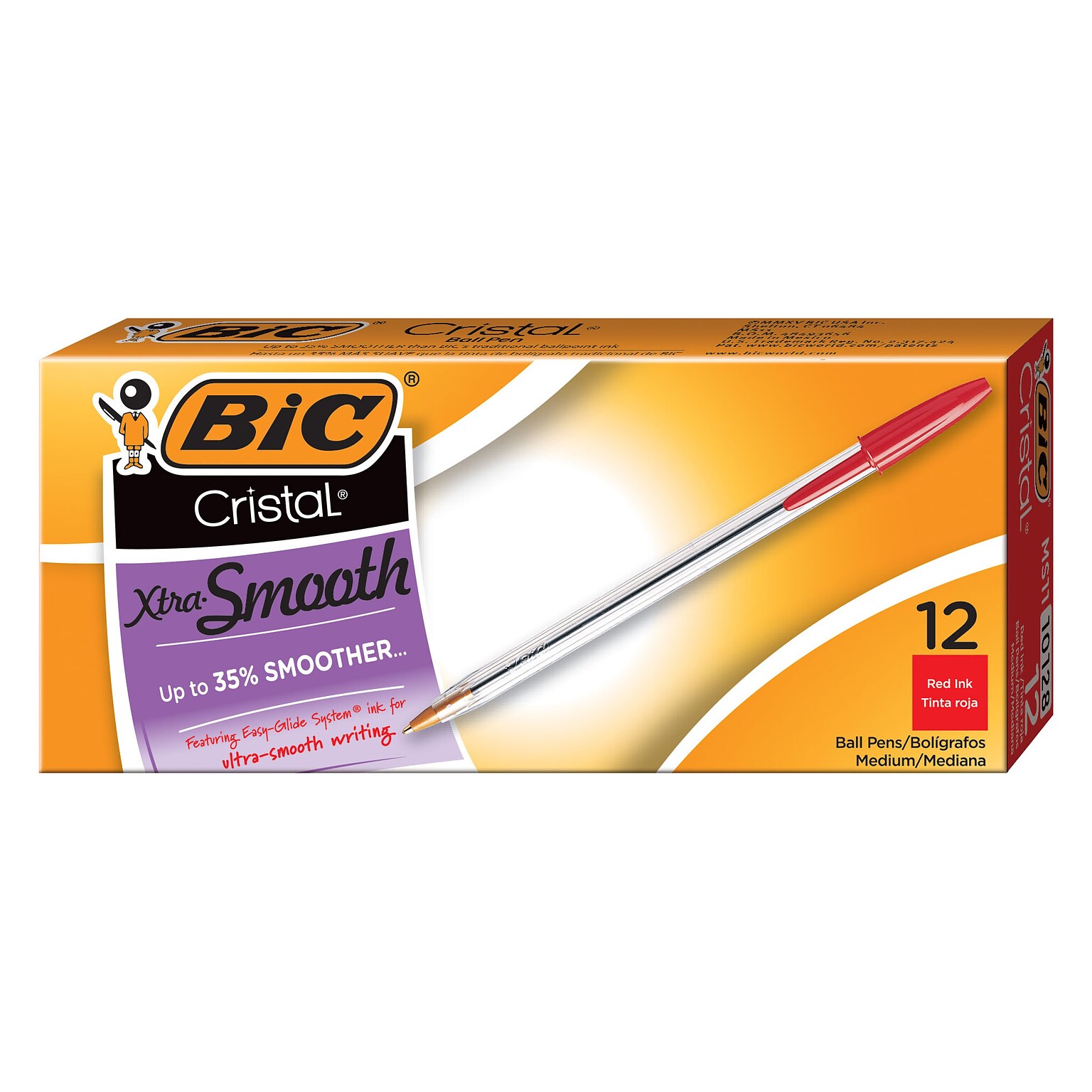 BIC Cristal Ballpoint Pens, Medium Point, Red Ink, Dozen (MS11-RED)
