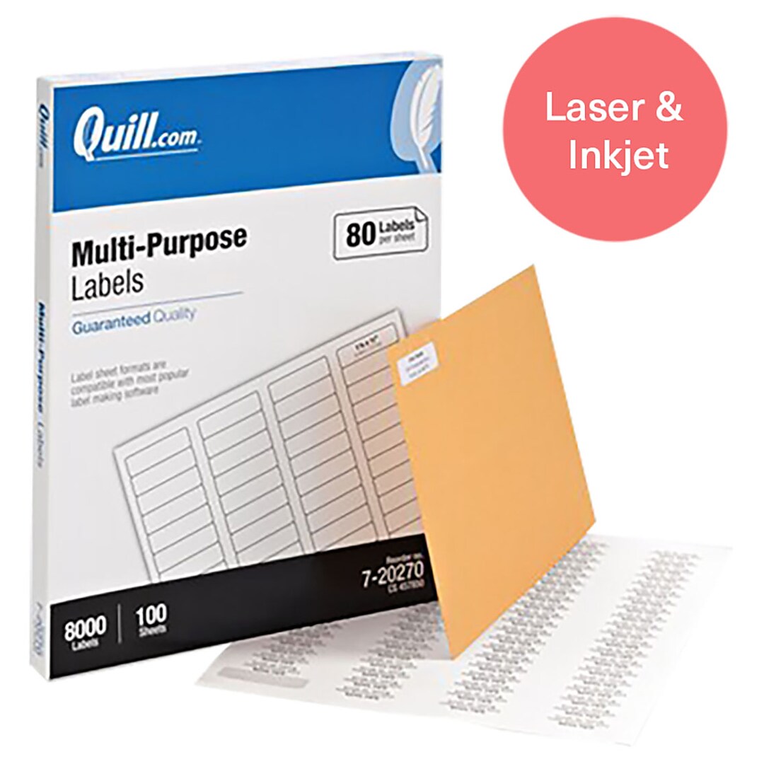 13 Length Pack of 8000 RetailSource LL109x1 1 3/4 x 1/2 White Rectangle Laser Labels 2.25 Height