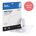 Quill Brand® Laser/Inkjet CD/DVD Labels; White, 8-1/2x11, 2 Labels/Sheet, 50 Sheets/Pack (016874)