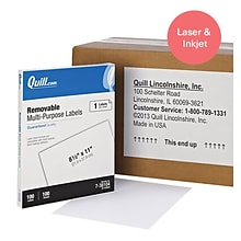 Quill Brand® Removable Laser/Inkjet Labels, 8-1/2 x 11, White, 100 Labels (Comparable to Avery 646