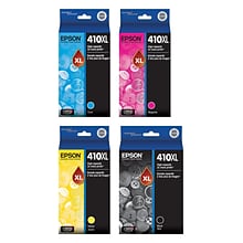 Epson T410XL Black/Cyan/Magenta/Yellow High Yield Ink Cartridges, 4/Pack