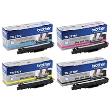 Brother TN227 Black/Cyan/Magenta/Yellow High Yield Toner, 4/Pack