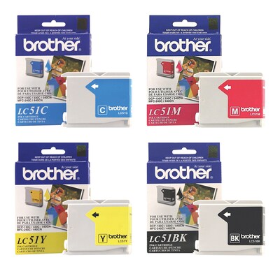 Brother LC51 Black, Cyan, Magenta, Yellow Standard Ink, 4/Pack