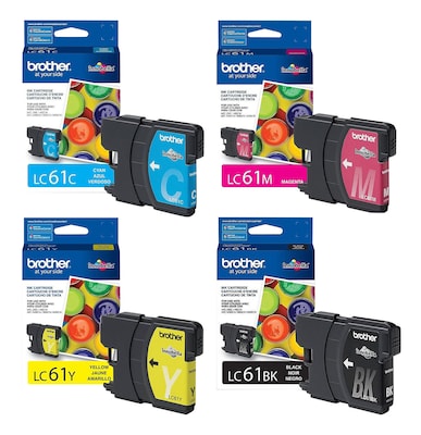 Brother LC61 Black, Cyan, Magenta, Yellow Standard Yield Ink, 4/Pack