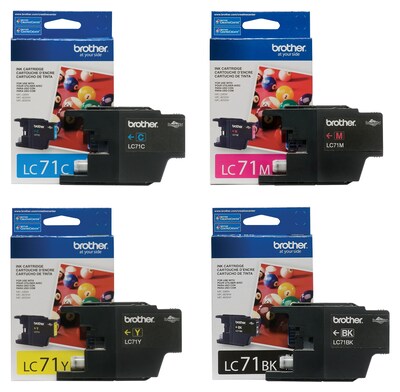 Brother LC71 Black, Cyan, Magenta, Yellow Standard Yield Ink, 4/Pack