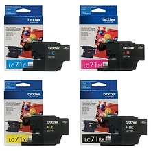 Brother LC71 Black, Cyan, Magenta, Yellow Standard Yield Ink, 4/Pack