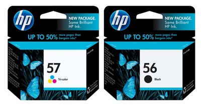 HP 56/57 Black/Tri-Color Standard Yield Ink Cartridge, 2/Pack