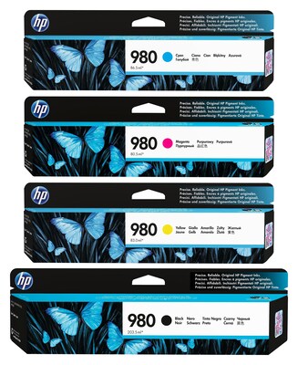 HP 980 Black/Cyan/Magenta/Yellow Standard Yield Ink Cartridge, 4/Pack