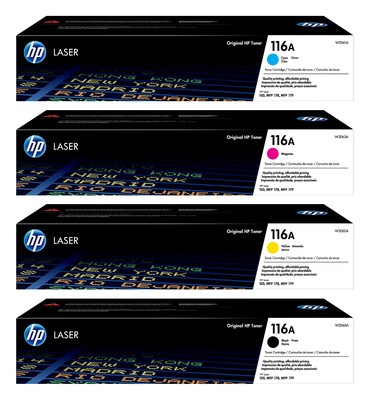 HP 116A Black/Cyan/Magenta/Yellow Standard Yield Toner Cartridge, 4/Pack