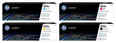 HP 204 Black/Cyan/Magenta/Yellow Standard Yield Toner Cartridge, 4/Pack