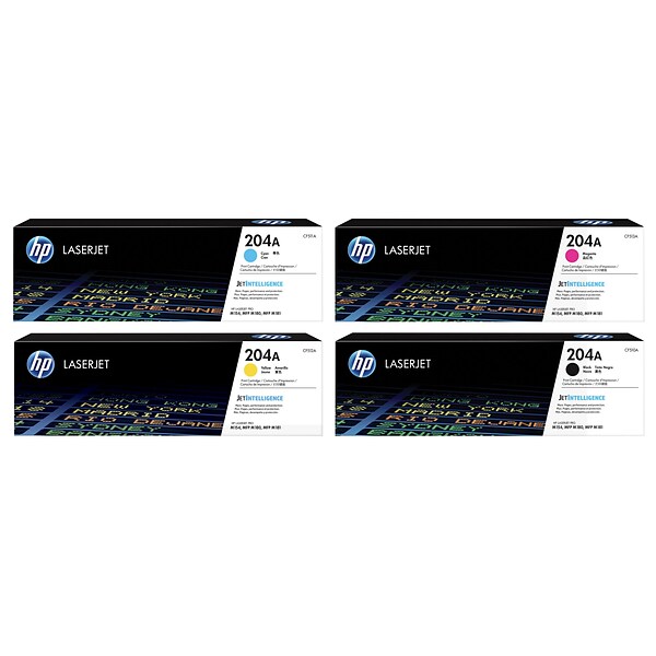 HP 204 Black/Cyan/Magenta/Yellow Standard Yield Toner Cartridge, 4/Pack
