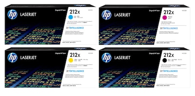 HP 212 Black/Cyan/Magenta/Yellow High Yield Toner Cartridge, 4/Pack